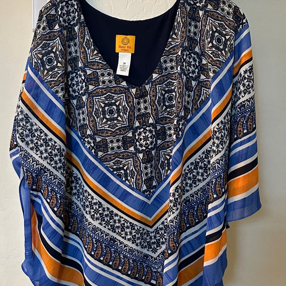 Plus Size Ruby Rd. Double-Layered Fluttered Sleev… - image 1